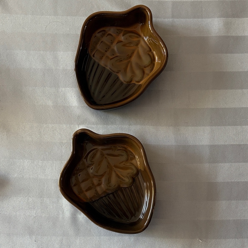 Brown Ceramic Acorn Dishes -